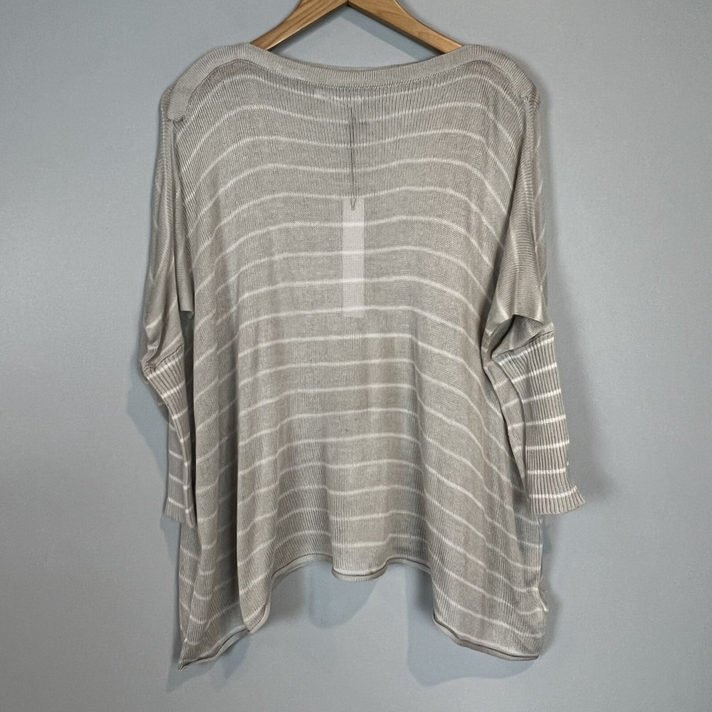 Paper Denim & Cloth Lightweight Sweater Off Shoulder Small Beige Stripe NWT $228